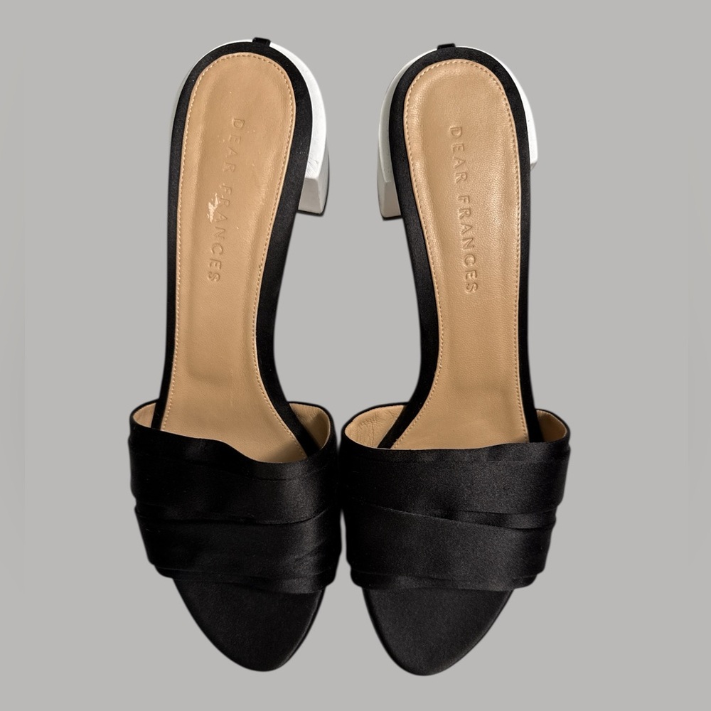 Dear Frances Satin and Leather Slip On Sandals- Women's EU 39 (8.5-9)